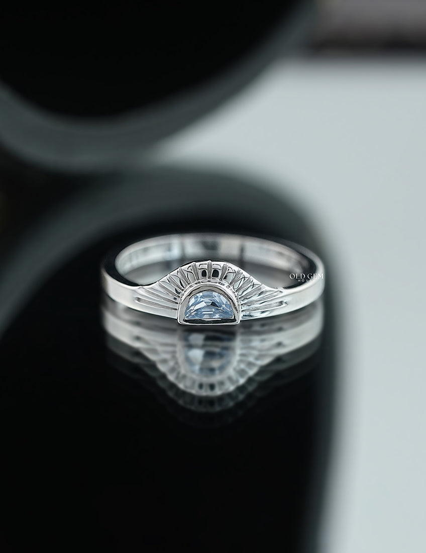 Half Moon Cut Sunrise Ring