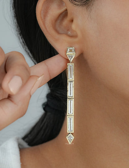 Multi Shape Lab Grown Diamond Linear Drop Earrings