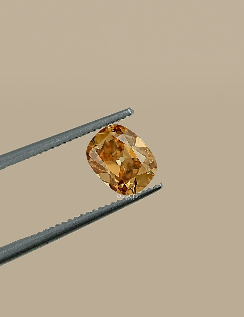 1 Carat Old Mine Cushion Cut Champagne Diamond Lab Grown Diamond