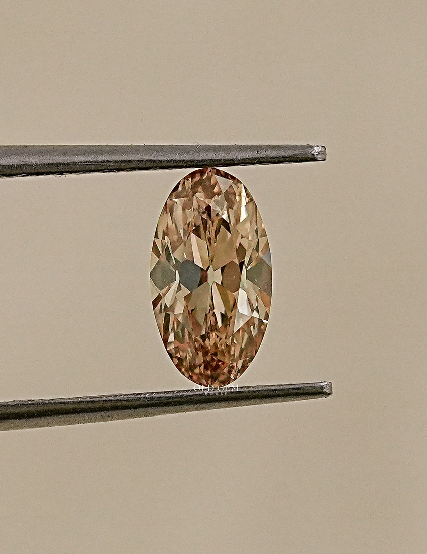 Old Mine Moval Cut Champagne Diamond Lab Grown Diamond