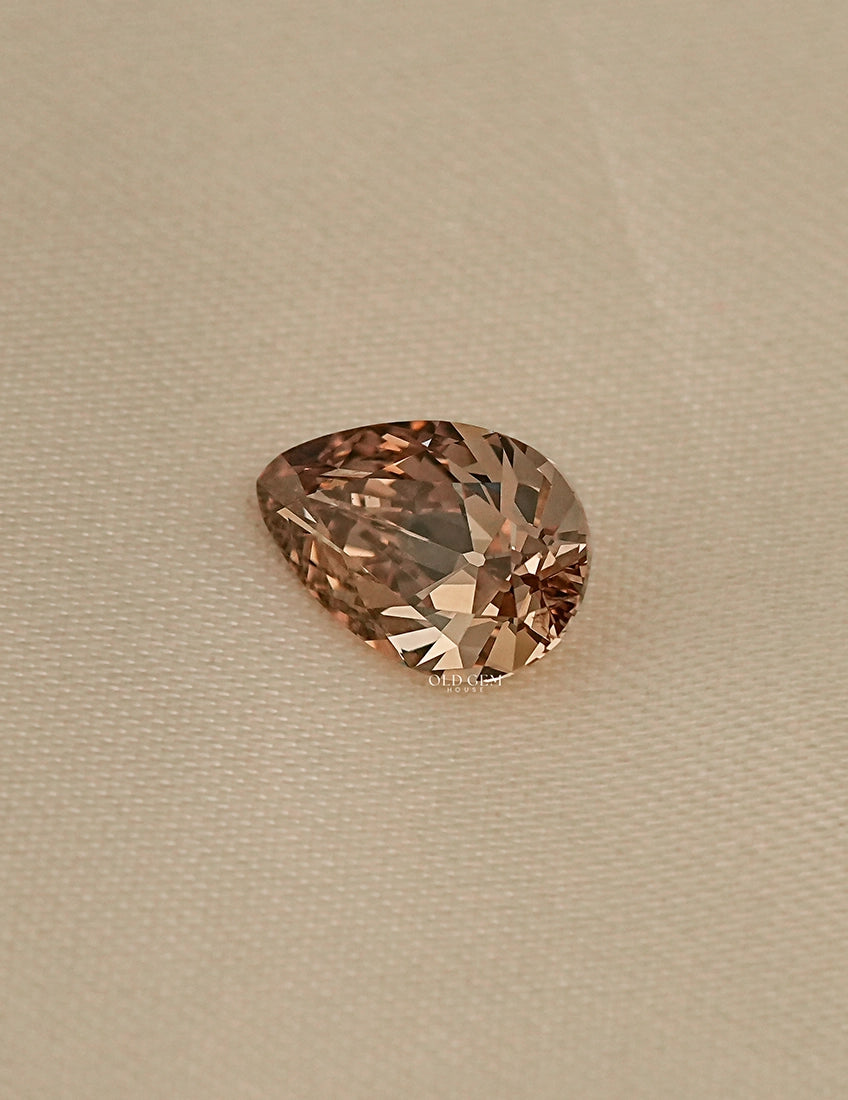 2.10 Carat Old Mine Pear Lab Champagne Diamond Lab Grown Diamond