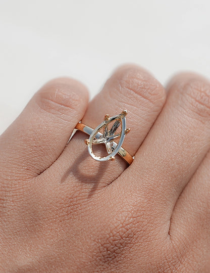 Old Mine Pear Semi Mount Ring
