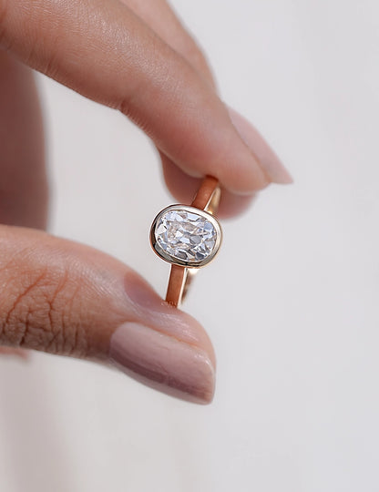 Old Mine Cushion Bezel Solitaire Ring