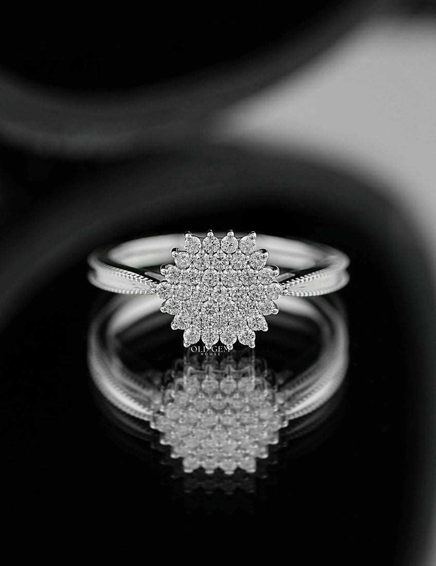 Cluster Lab Diamond Anniversary Ring Engagement Ring