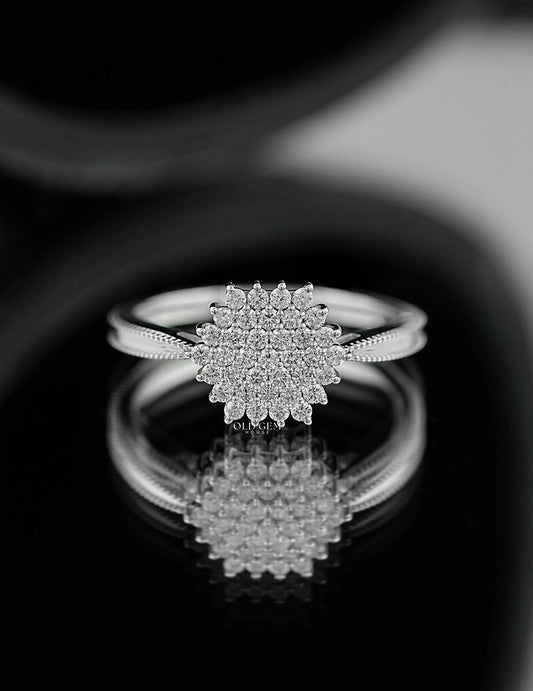Cluster Lab Diamond Anniversary Ring Engagement Ring