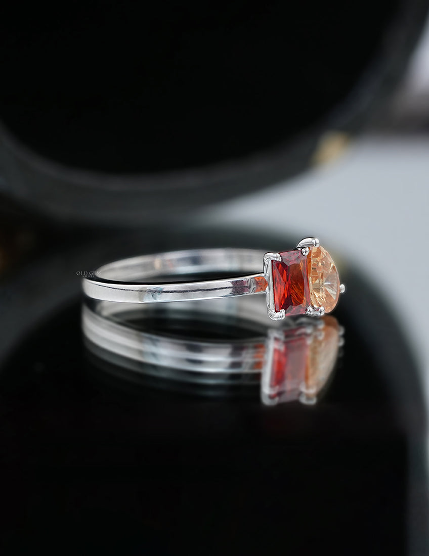 Multiple Gemstone Toi Et Moi Ring