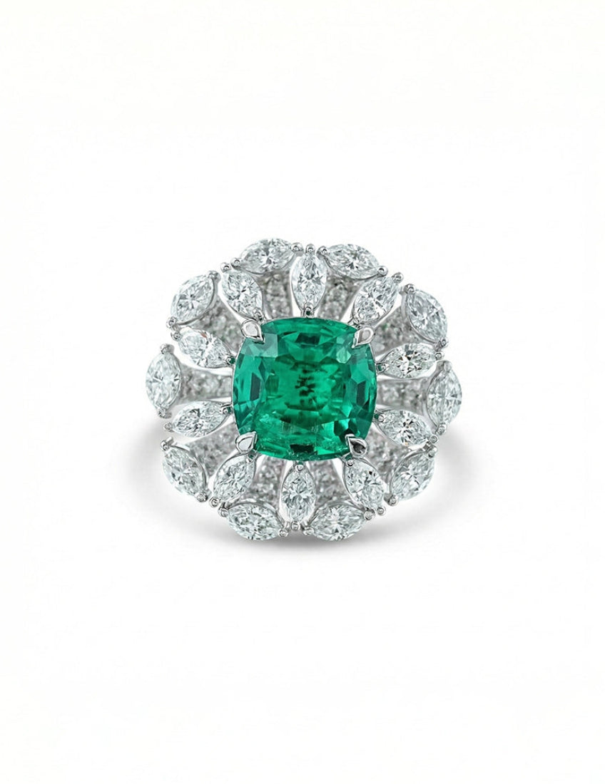 Art Deco Colombian Cushion Halo Engagement Ring Engagement Ring