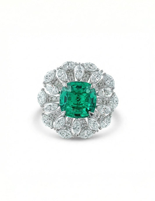 Art Deco Colombian Cushion Halo Engagement Ring Engagement Ring