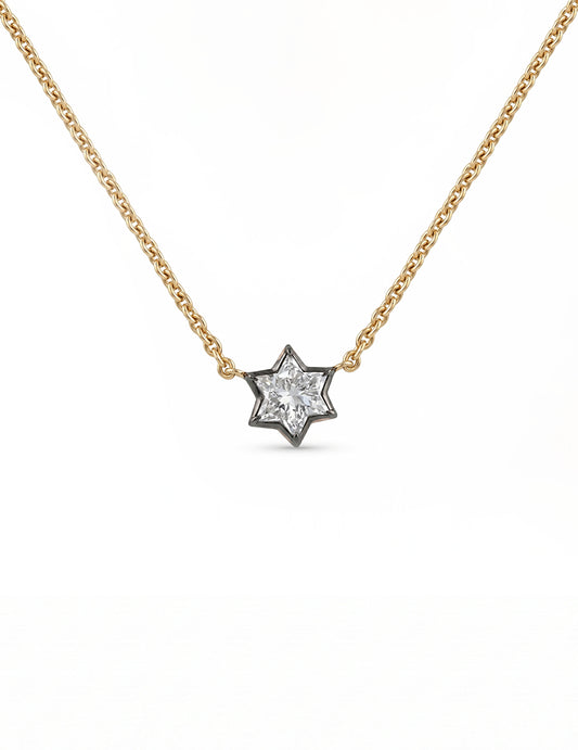 David Star Cut Lab Diamond Solitaire Pendant Necklaces
