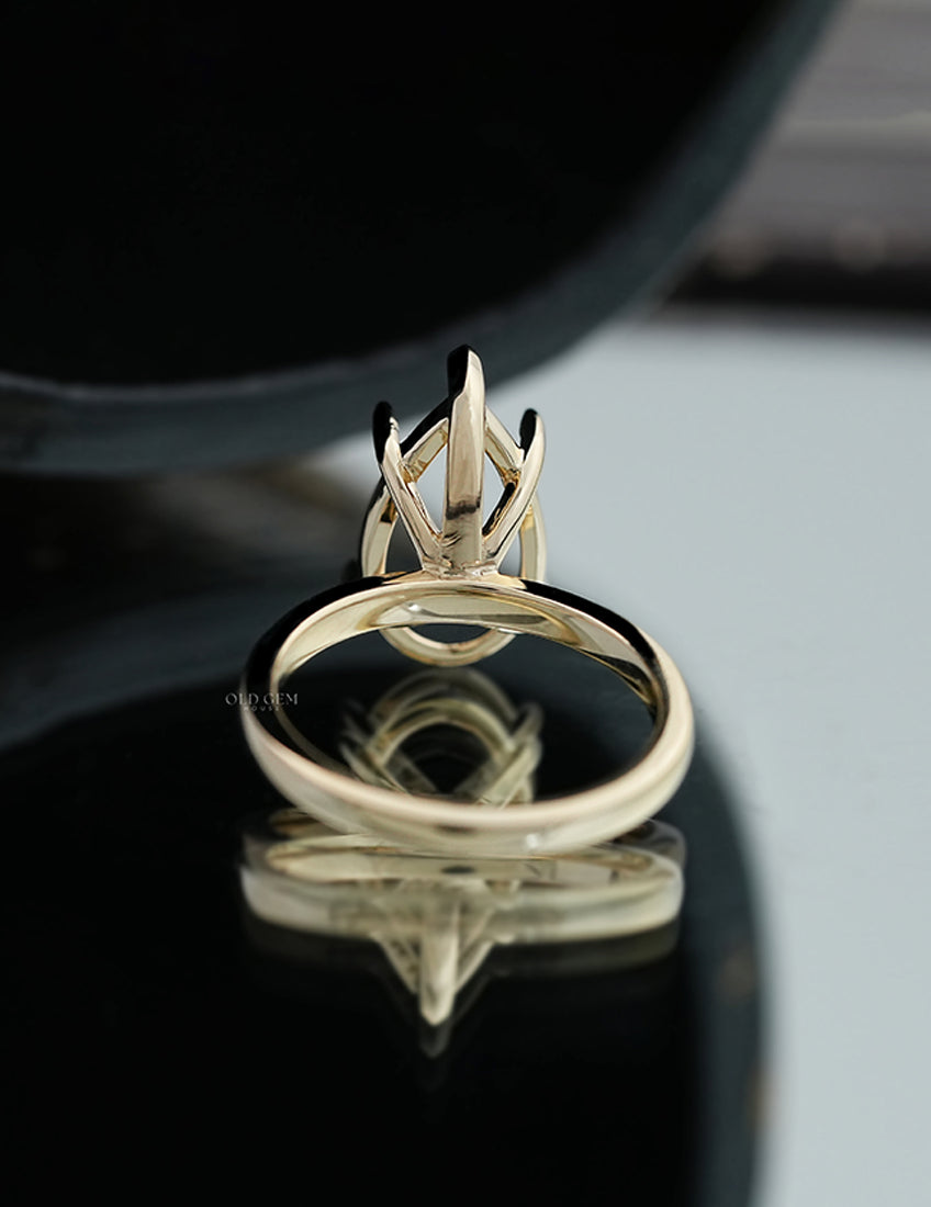 Old Mine Pear Semi Mount Ring