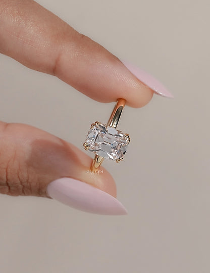 Old Mine Cushion Cut Lab Grown Diamond Hidden Halo Solitaire Ring