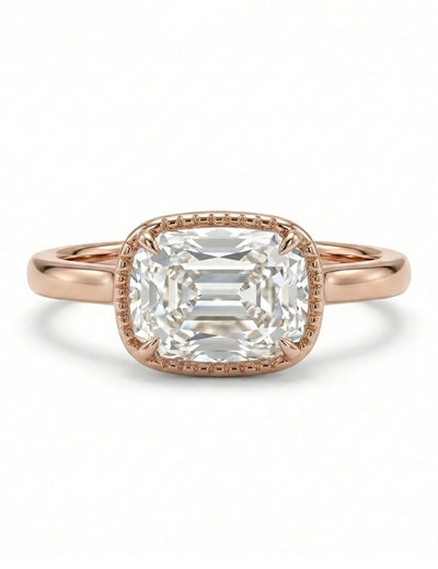 Vintage Old Mine Cushion Cut Milgrain Bezel Set Solitaire Ring