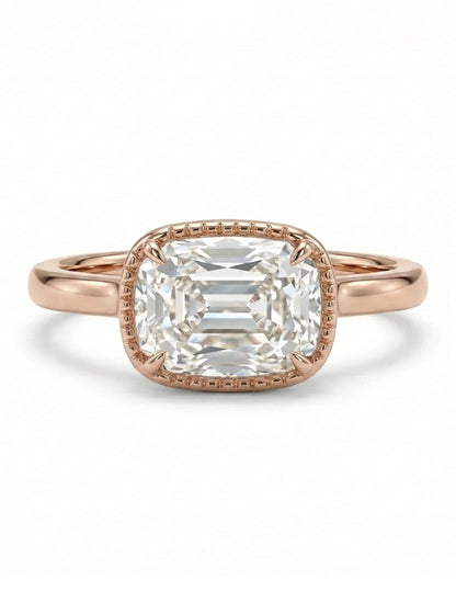 Vintage Old Mine Cushion Cut Milgrain Bezel Set Solitaire Ring Engagement Ring