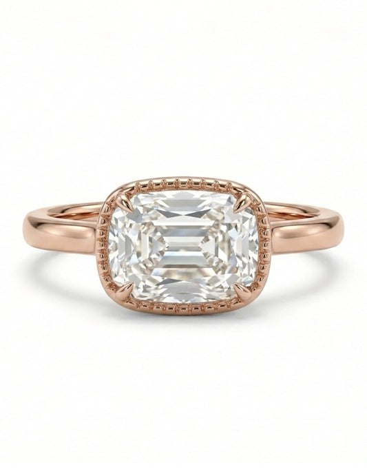 Vintage Old Mine Cushion Cut Milgrain Bezel Set Solitaire Ring Engagement Ring
