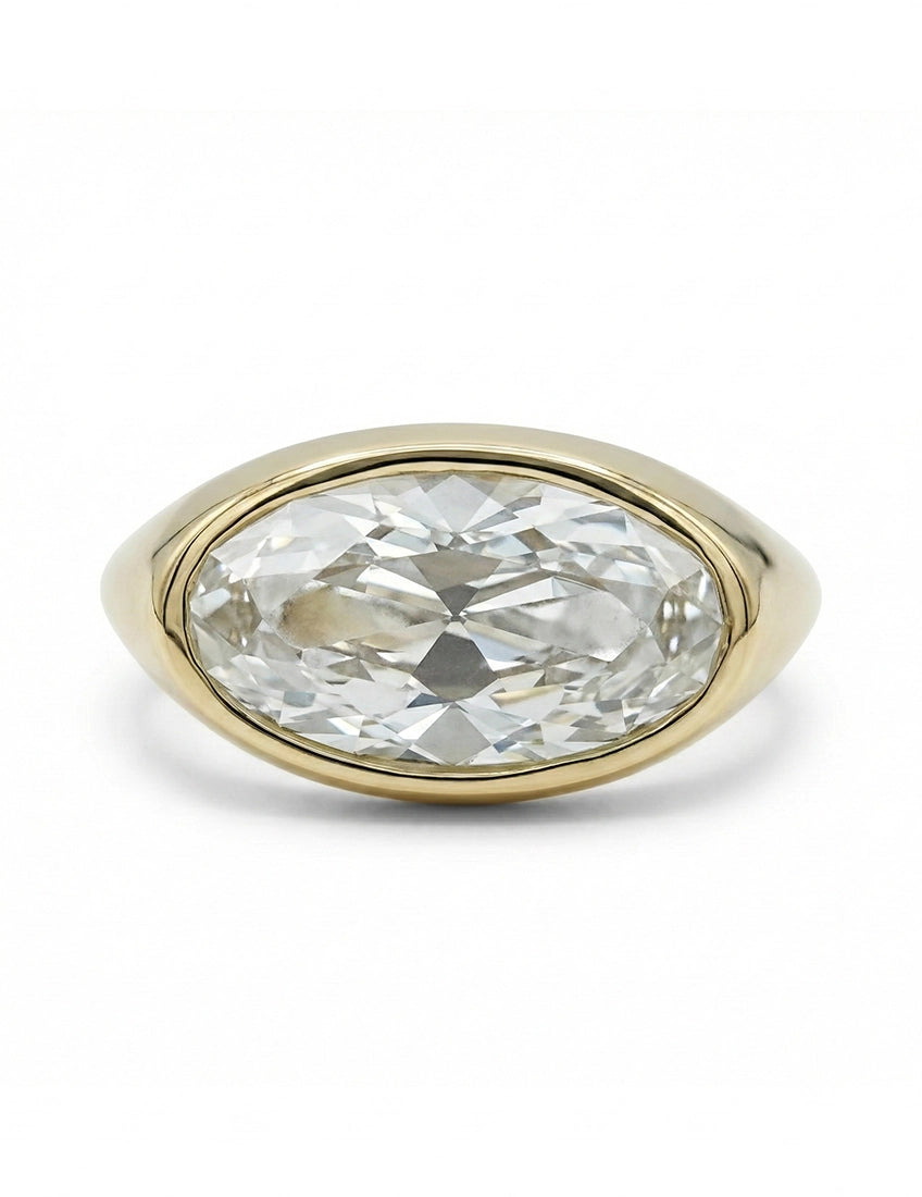 Georgian Old Mine Moval Bezel Setting Ring
