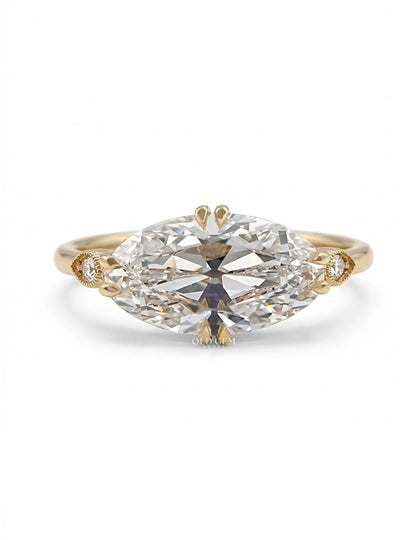 East West Old Mine Moval Lab Diamond Solitaire Ring