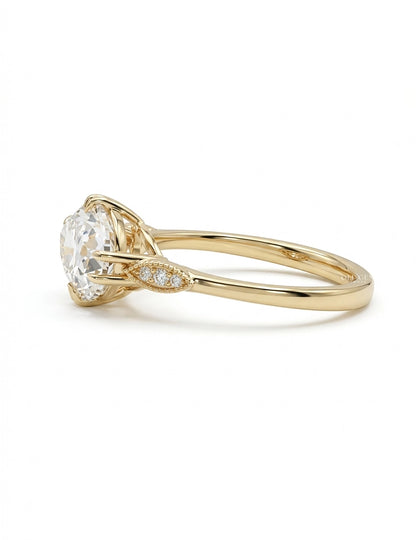 East West Old Mine Moval Lab Diamond Solitaire Ring