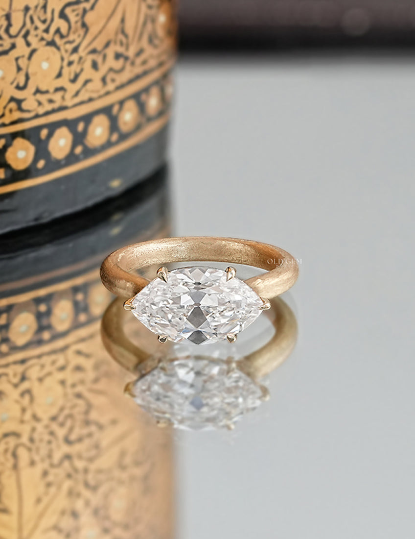 Old Mine Moval Solitaire Ring Engagement Ring