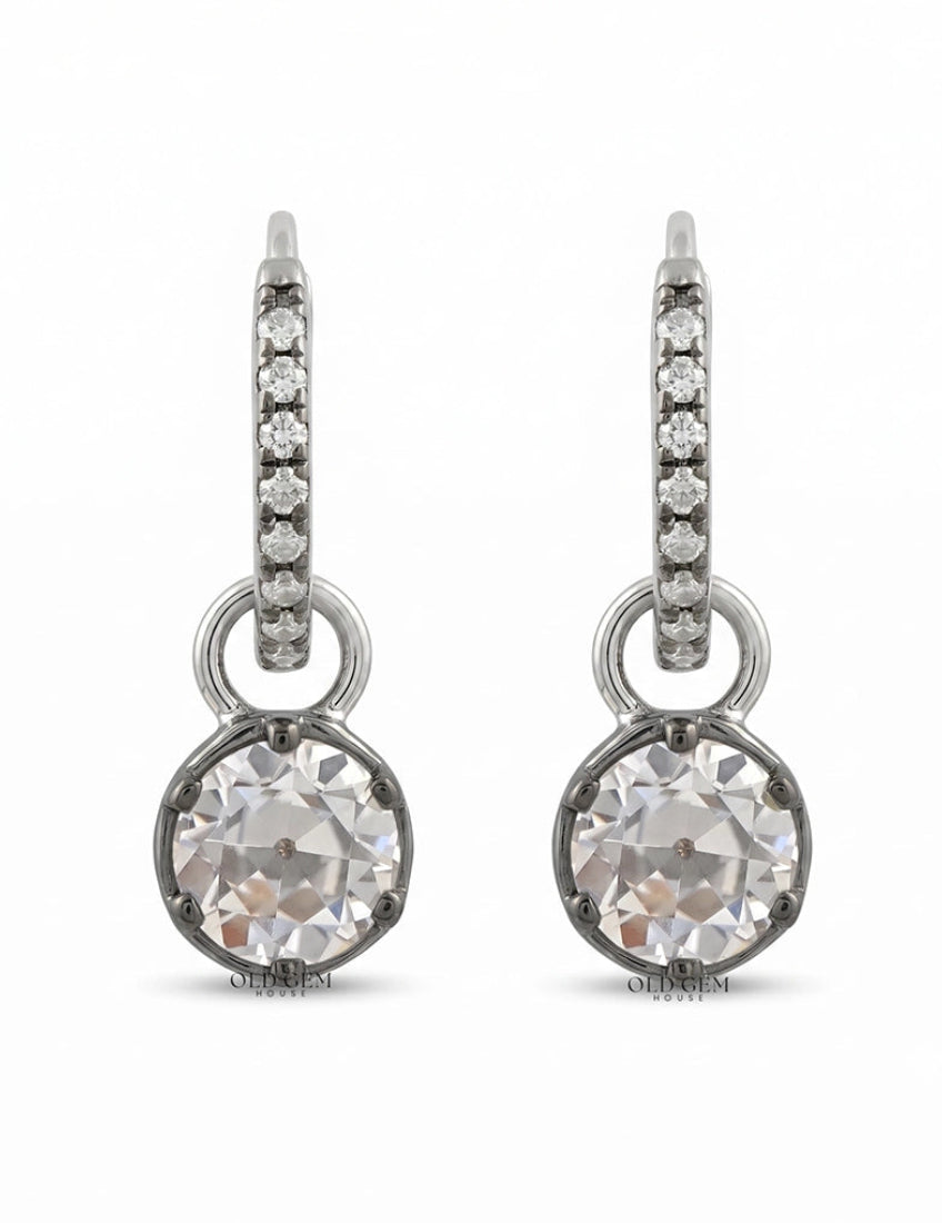 Edwardian Era OEC Round Cut Hoop Earrings Earrings