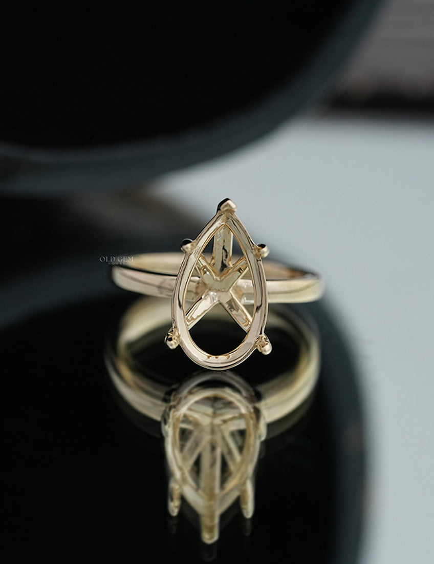 Old Mine Pear Semi Mount Ring