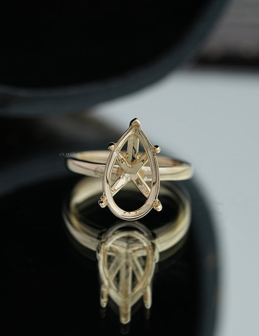 Old Mine Pear Semi Mount Ring
