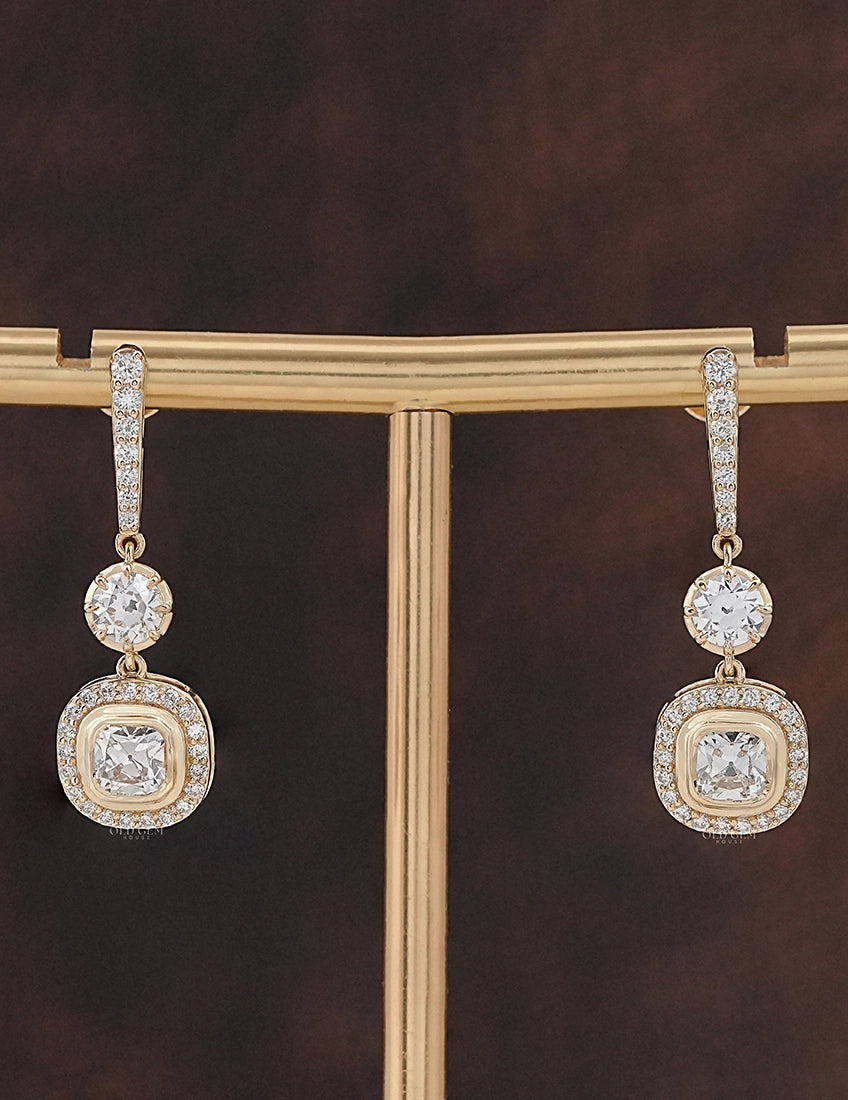 Old Cut Diamond Dangle Drop Earrings