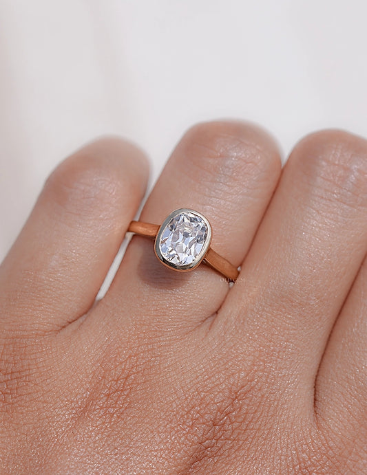 Old Mine Cushion Bezel Solitaire Ring