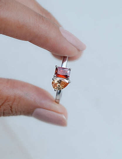 Multiple Gemstone Toi Et Moi Ring