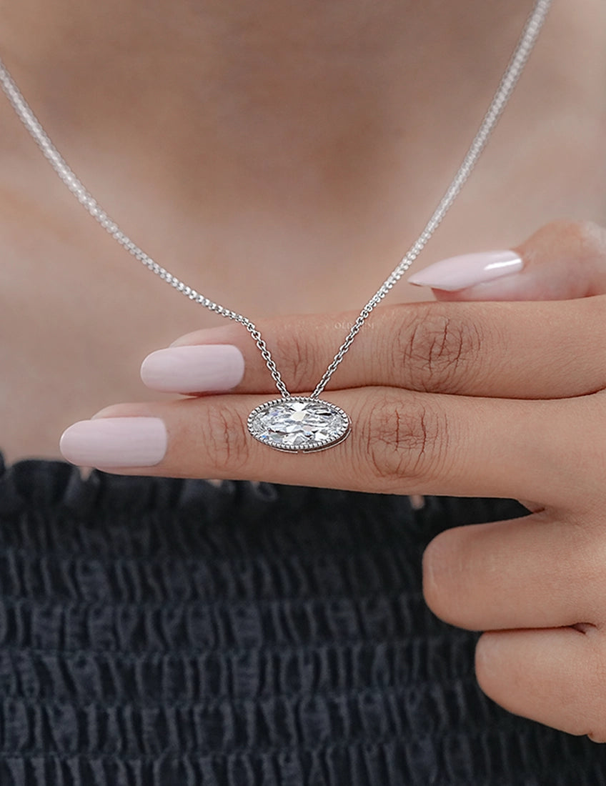 Old Mine Moval Milgrain Set Pendant