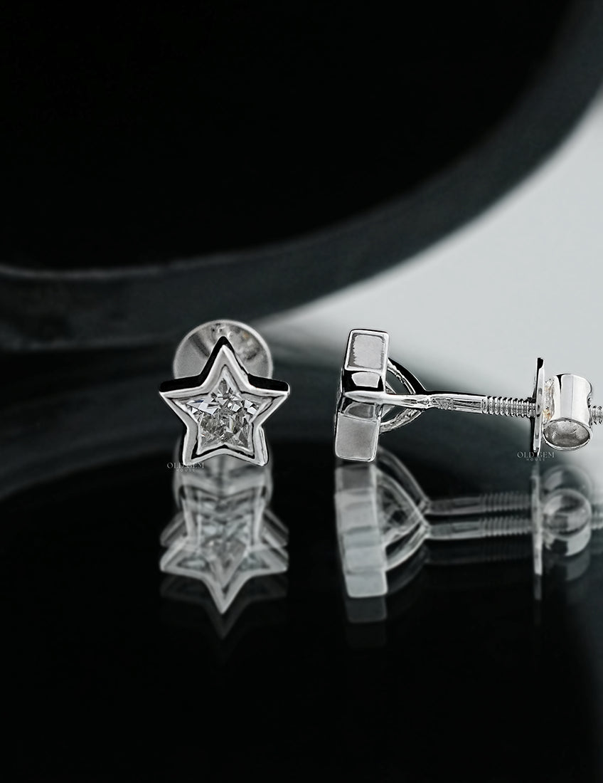 Star Cut Bezel Stud Earrings