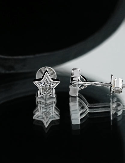 Star Cut Bezel Stud Earrings