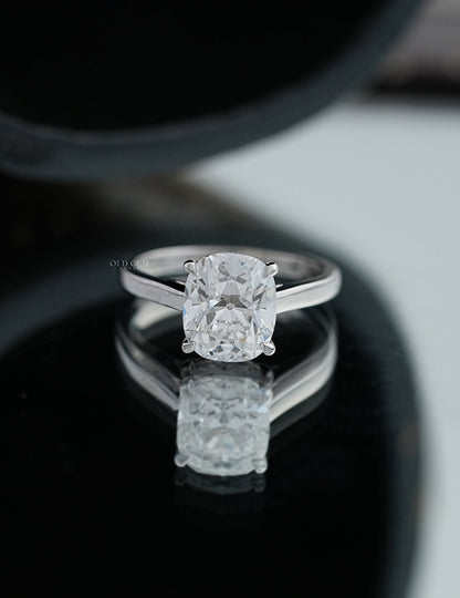 Old Mine Cushion Cut Solitaire Ring