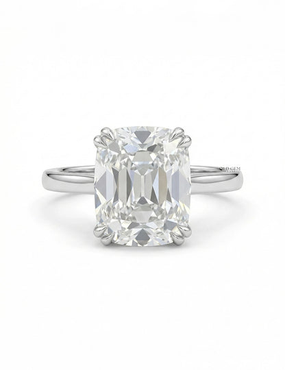 Mid Century Old Mine Cushion Lab Diamond Solitaire Ring Engagement Ring
