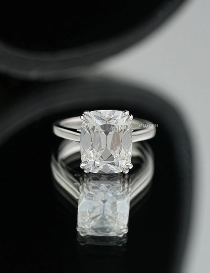 Elongated Old Mine Cushion Cut Lab Grown Diamond Solitaire Ring Engagement Ring