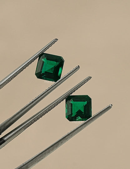 Green Asscher Cut Lab Gemstone Matching Pair Gemstone
