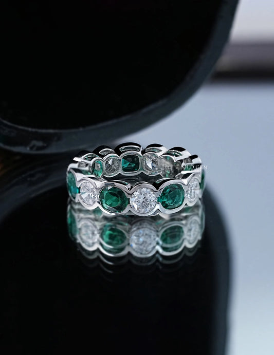 Emerald Gemstone Band Wedding Band