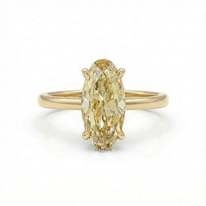 Georgian Fancy Yellow Old Mine Moval Cut Solitaire Ring Engagement Ring