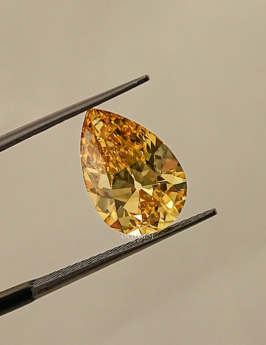 Fancy Vivid Yellow Old Mine Pear Cut Loose Diamond Lab Grown Diamond