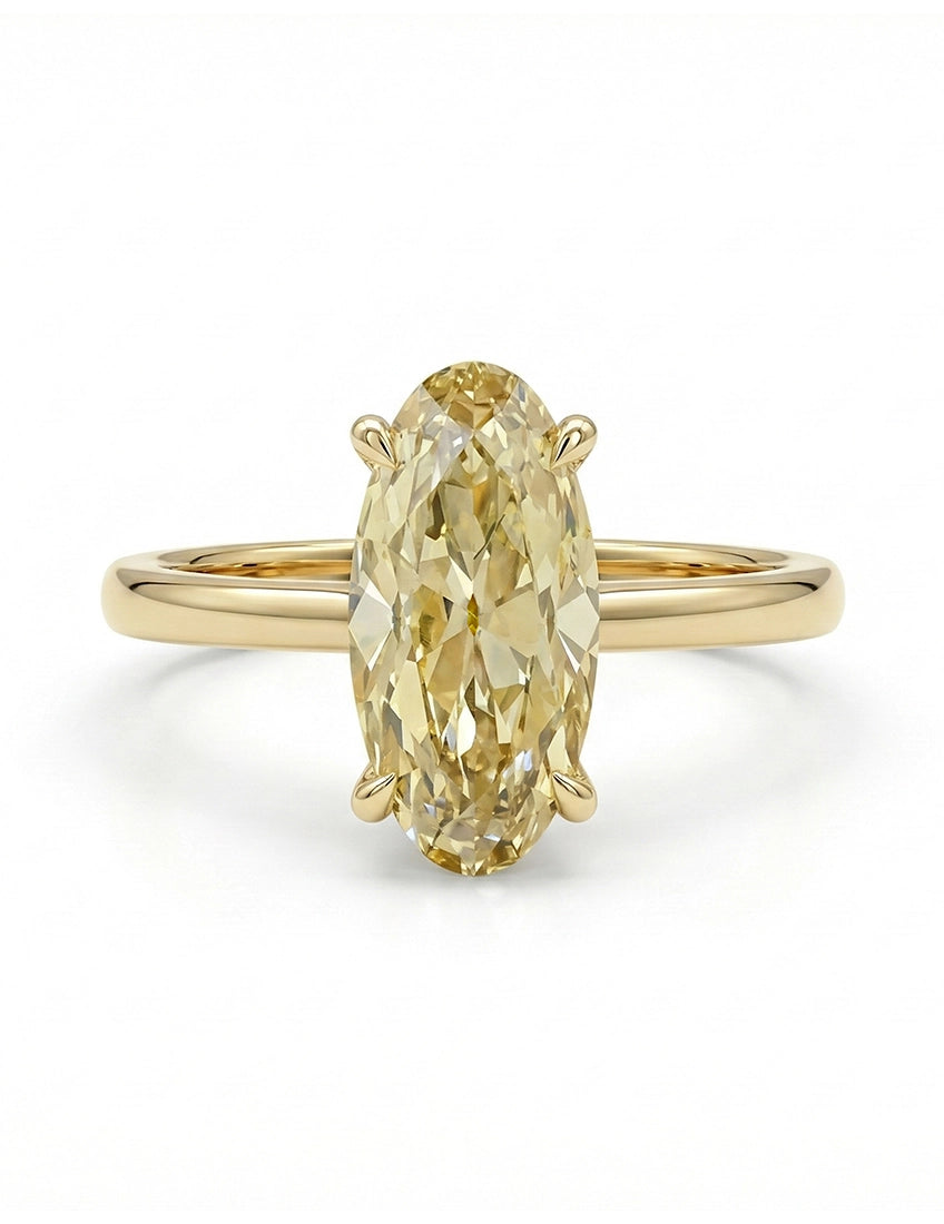 Georgian Fancy Yellow Old Mine Moval Cut Solitaire Ring Engagement Ring