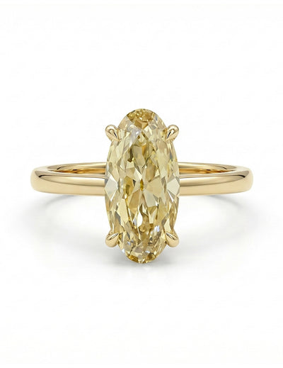 Georgian Fancy Yellow Old Mine Moval Cut Solitaire Ring