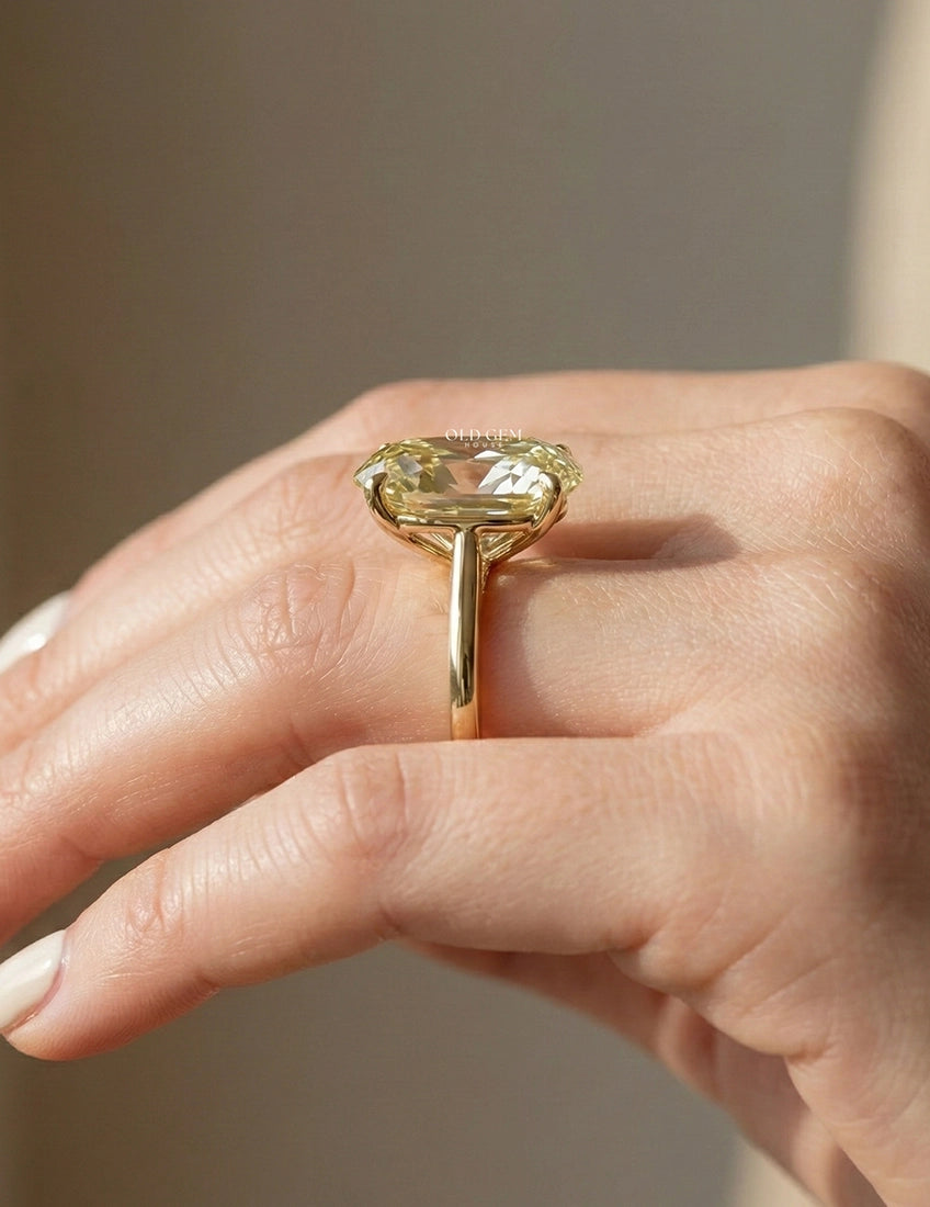 Old Mine Moval Shape Lab Diamond Solitaire Ring Engagement Ring