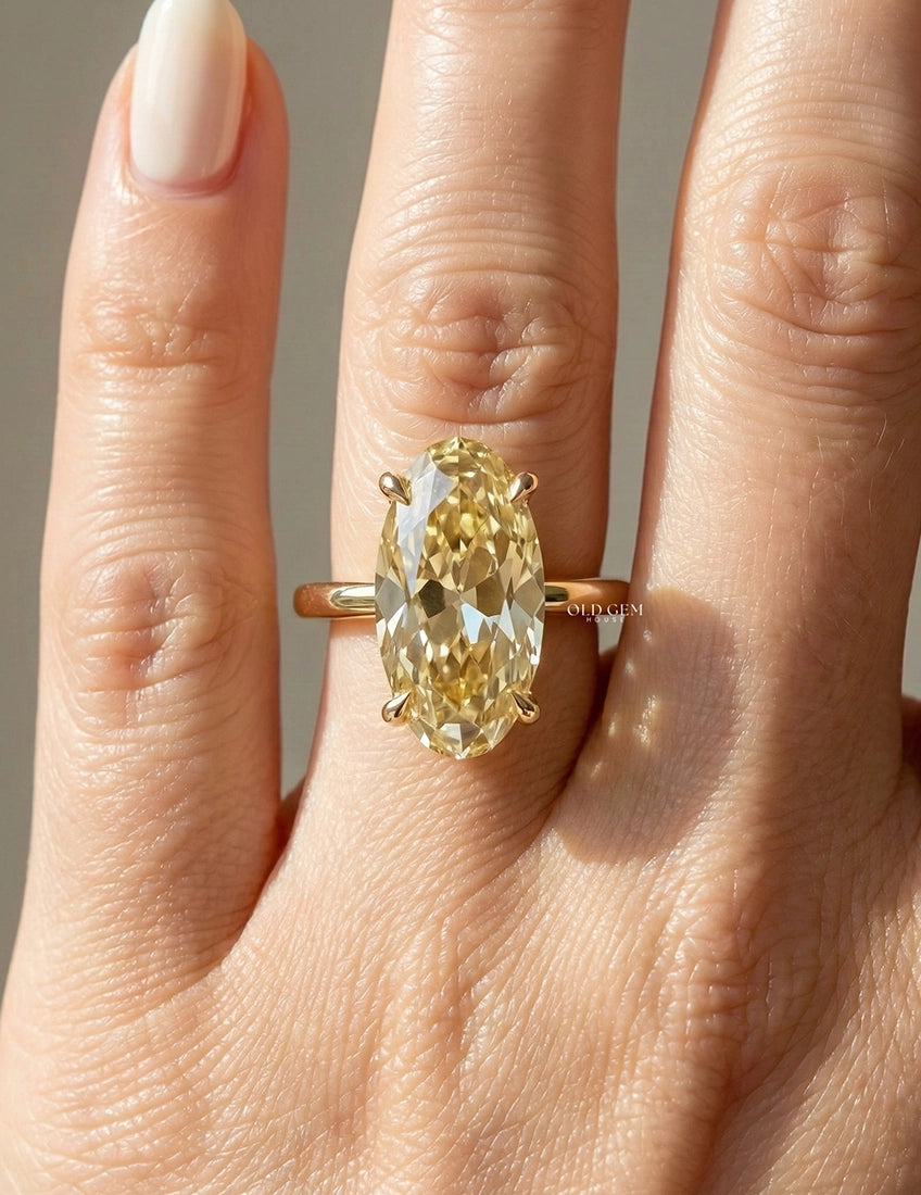 Old Mine Moval Shape Lab Diamond Solitaire Ring Engagement Ring