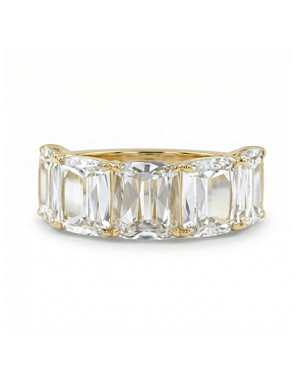 Shallow Ashoka Cut Five Stone Band - Georgian Era Wedding Band