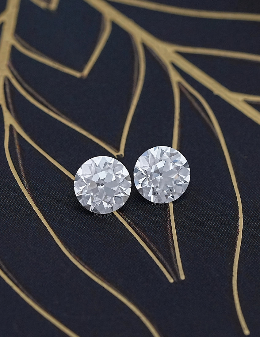 Flower Pattern Old European Round Cut Diamond Pairs Lab Grown Diamond