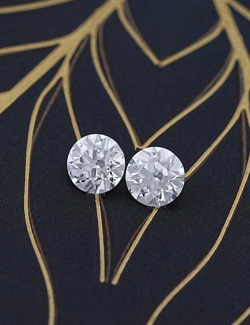 Flower Pattern Old European Round Cut Diamond Pairs Lab Grown Diamond