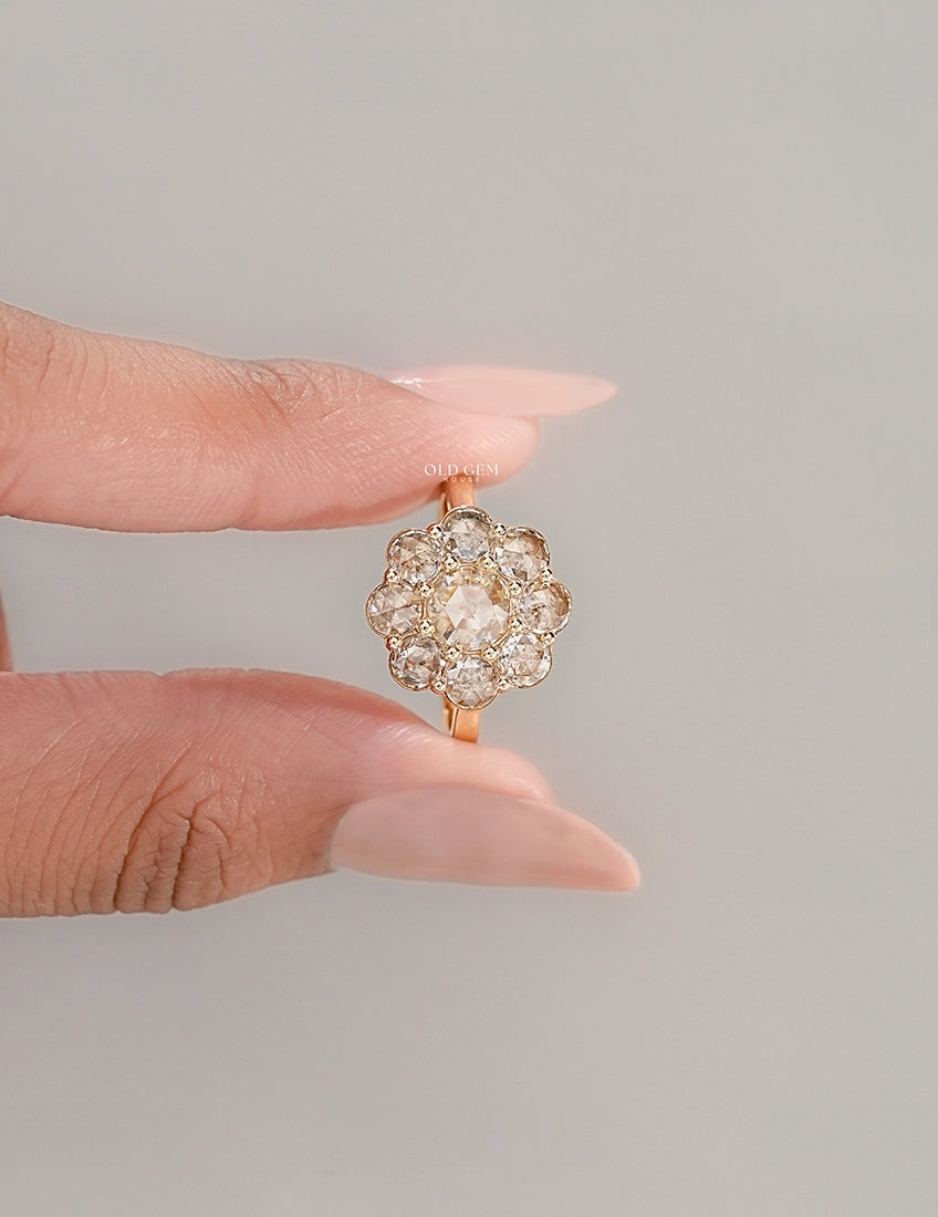 Flower Shape Lab Diamond Engagement Ring