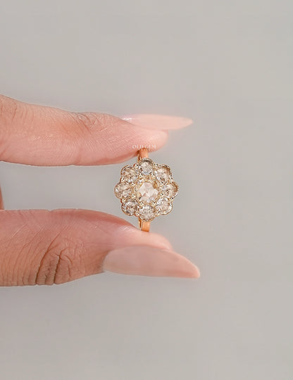 Flower Shape Lab Diamond Engagement Ring