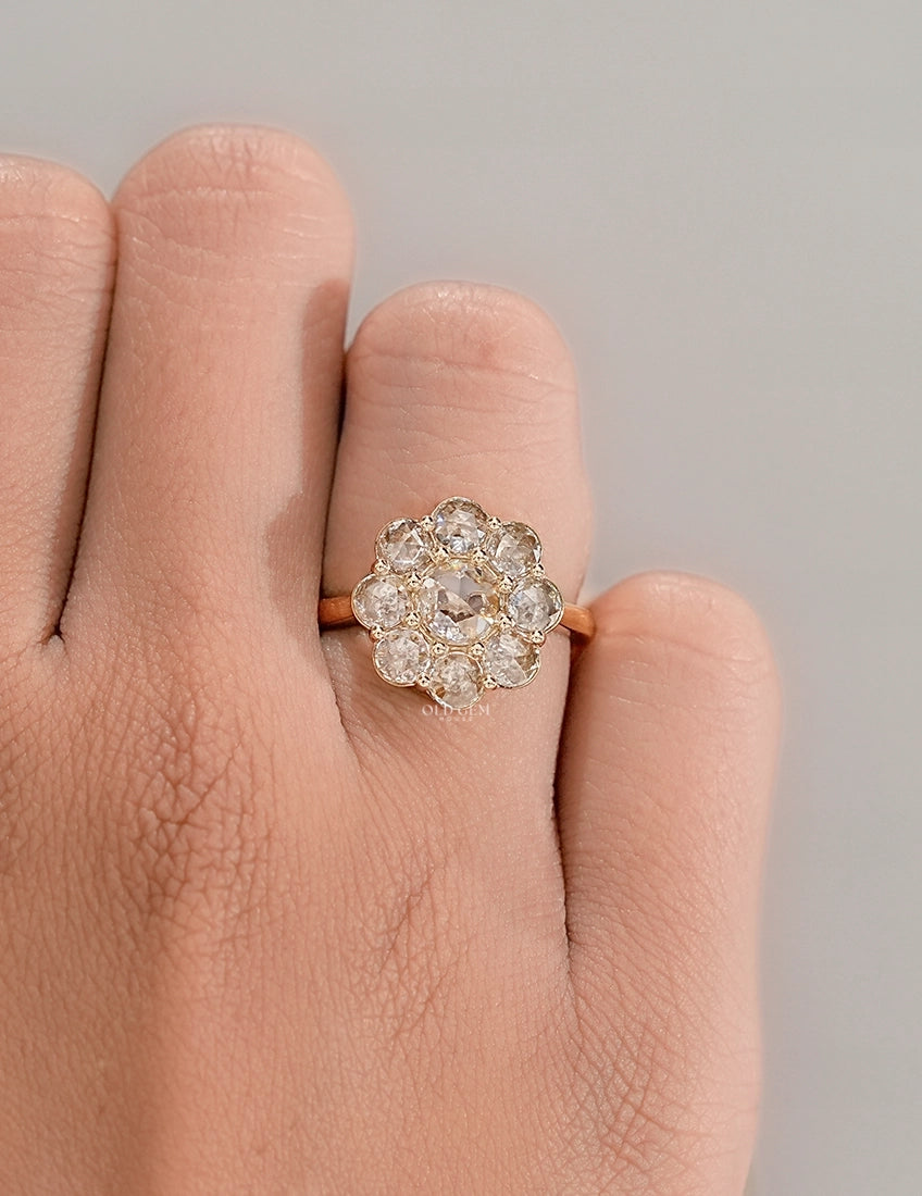 Flower Shape Lab Diamond Engagement Ring