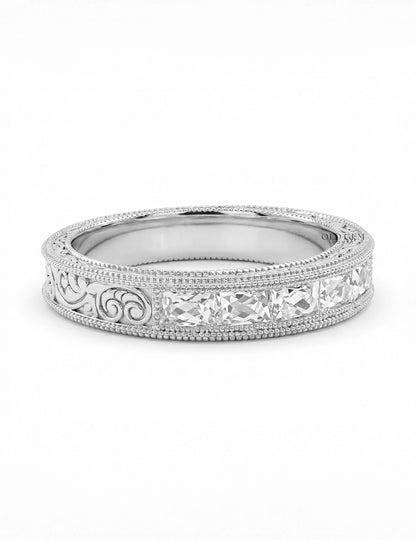 Victorian French Cut Baguette Unisex Wedding Band Wedding Band