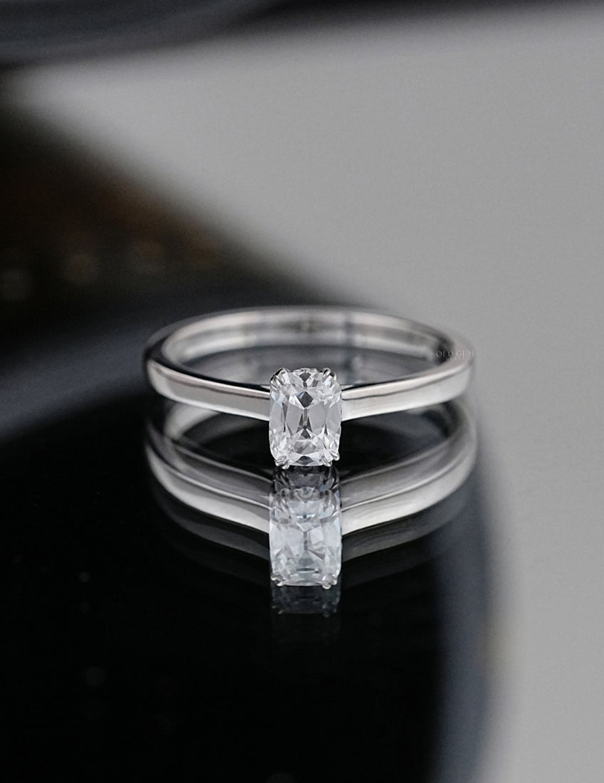 Old Mine Cushion Hidden Halo Ring